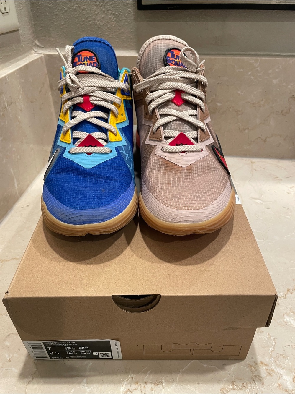 Nike Labron Multicolor Mismatched Tune Squad Low Sneakers
